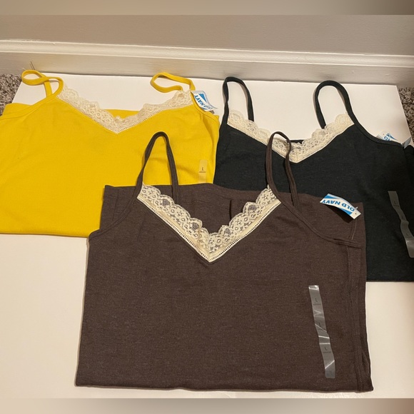 Old Navy Camisole 3 pack (yellow, brown, and gray). Size large. - Picture 2 of 2